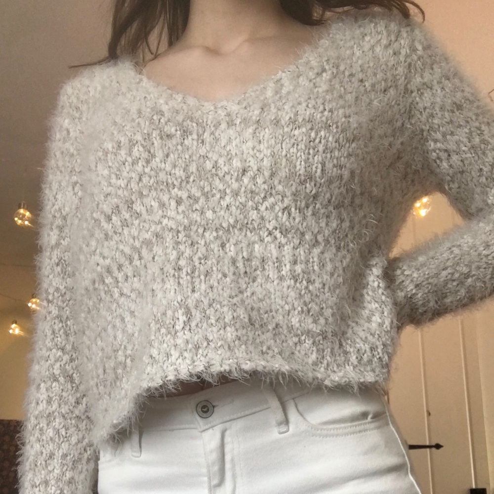 Charlotte Russe fuzzy cropped sweater
